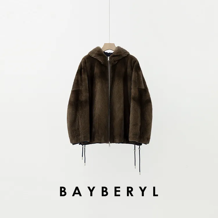 券-BAYBERYL老贝真我咖*水水轻奢连帽拉链两面穿外套9PY5I1845