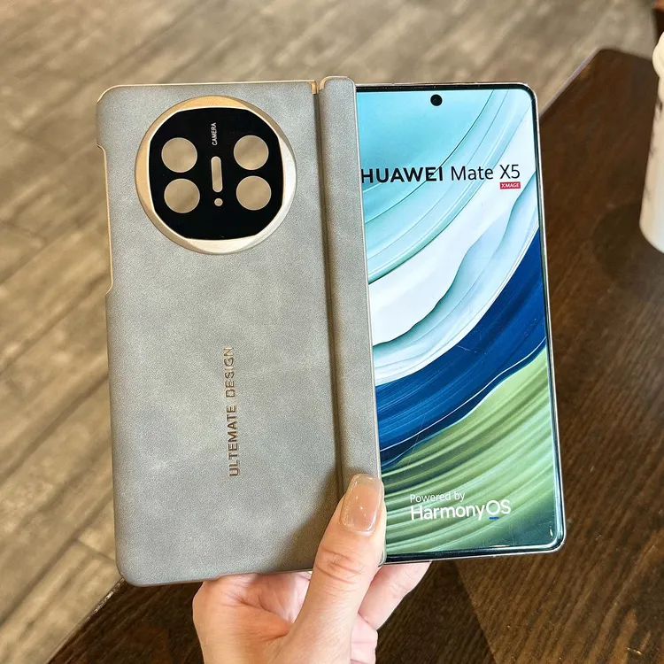 适用华为matex6手机壳X5新款Matex3羊巴皮壳双中轴双边全包手机壳