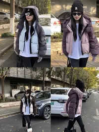 90白鸭绒 短款拼色羽绒服(袖子带标)HY-8102