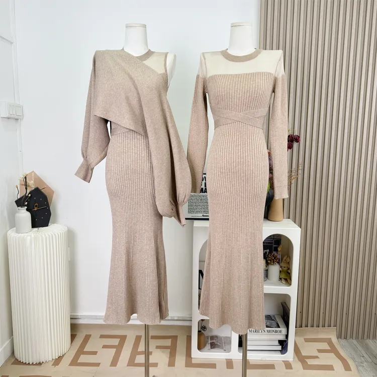 银座muse裙 韩系系带罩衫绑带收腰显瘦无袖背心针织连衣裙两件套