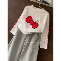 K5102-蝴蝶结KT打底衫+V5148-花灰拼接腰卫裤