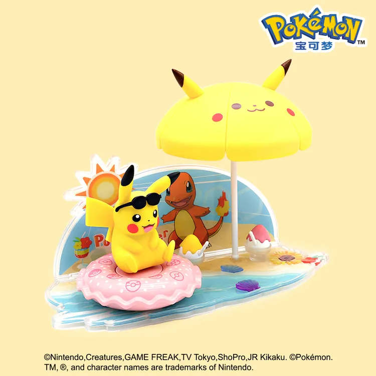 实丰文化宝可梦正版场景皮卡丘伊布潮玩公仔主题场景玩具手办摆件