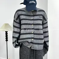 飞飞家1韩系高级感！超软糯！复古设计感条纹撞色#毛衣女Y9056