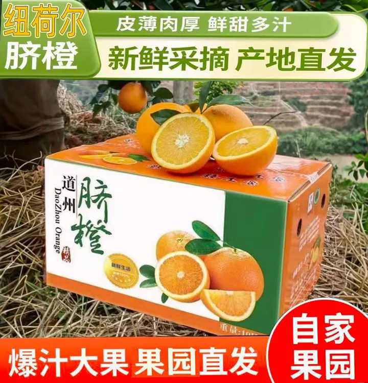 现摘正宗永州道县脐橙 香甜皮薄肉细腻 新鲜当季果肉饱满汁水足