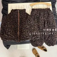亲子款早冬加绒套装洋气保暖加厚高领外套裤子棉服两件套