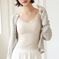 3127# V领山茶花蕾丝长款吊带