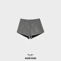 GUIDI GUDI【文章】时尚波纹休闲短裤/黄加蓝  