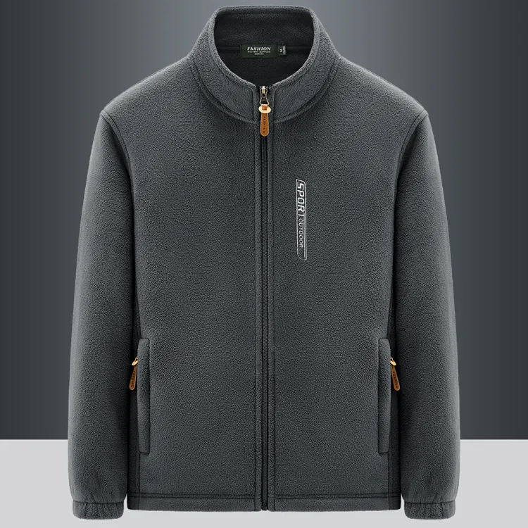 LEROLEHAR秋冬新款加绒加厚卫衣抓绒衣男大码防风开衫摇粒绒外套