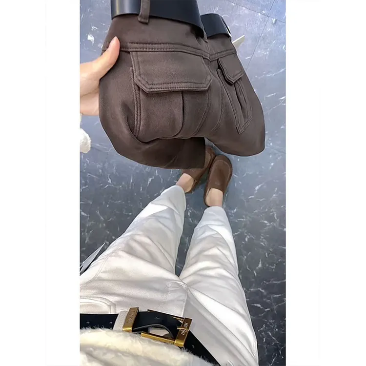 秋冬季新款加绒加厚休闲牛仔裤女大码女装遮肉显瘦洋气百搭老爹裤