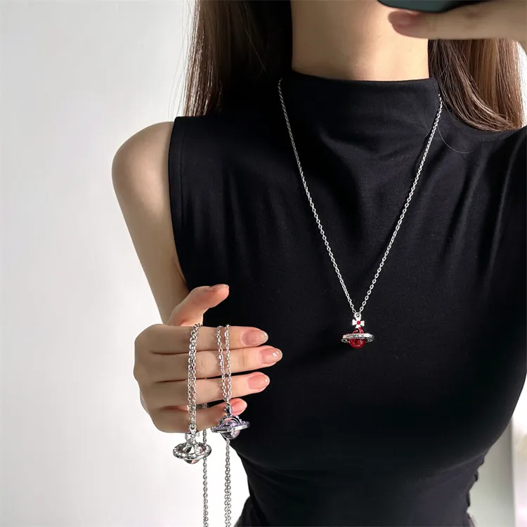 合金项链 X6134-1轻奢土星项链时尚百搭小众简约长款个性设计感