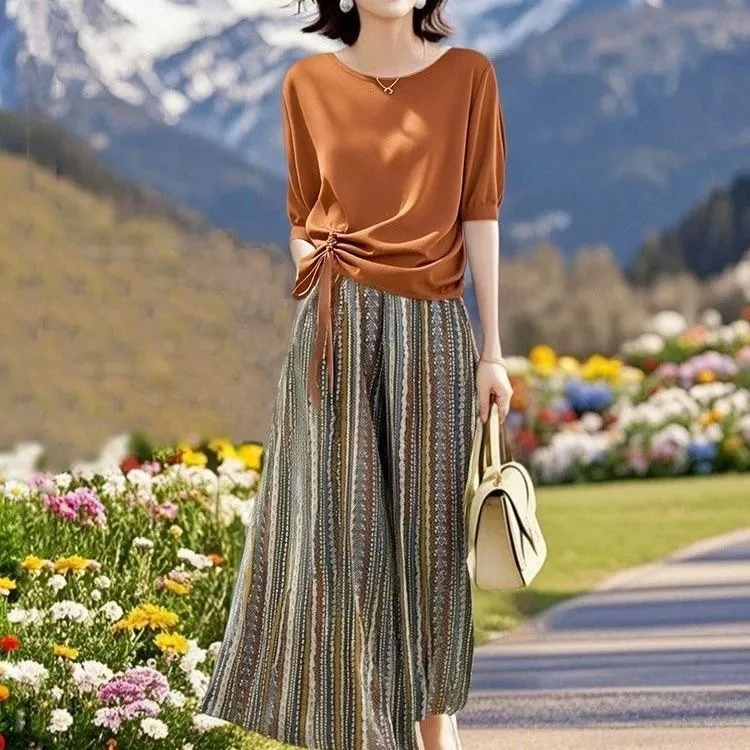 裙子简约通勤宫廷风休闲风套装时尚套装慵懒风气质百褶连衣裙9536