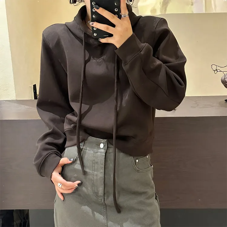 美拉德系连帽长袖卫衣女2025年春秋新款帽衫百搭宽松显瘦打底上衣