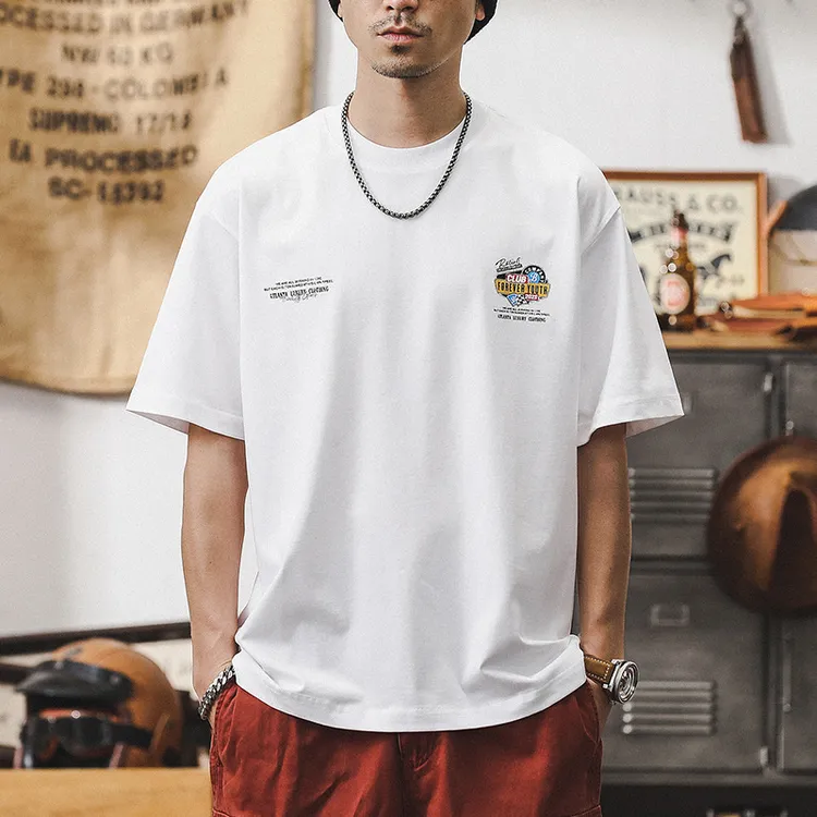 白色短袖男款夏季潮牌趣味印花休闲纯棉夏季国潮大码男士短袖T恤