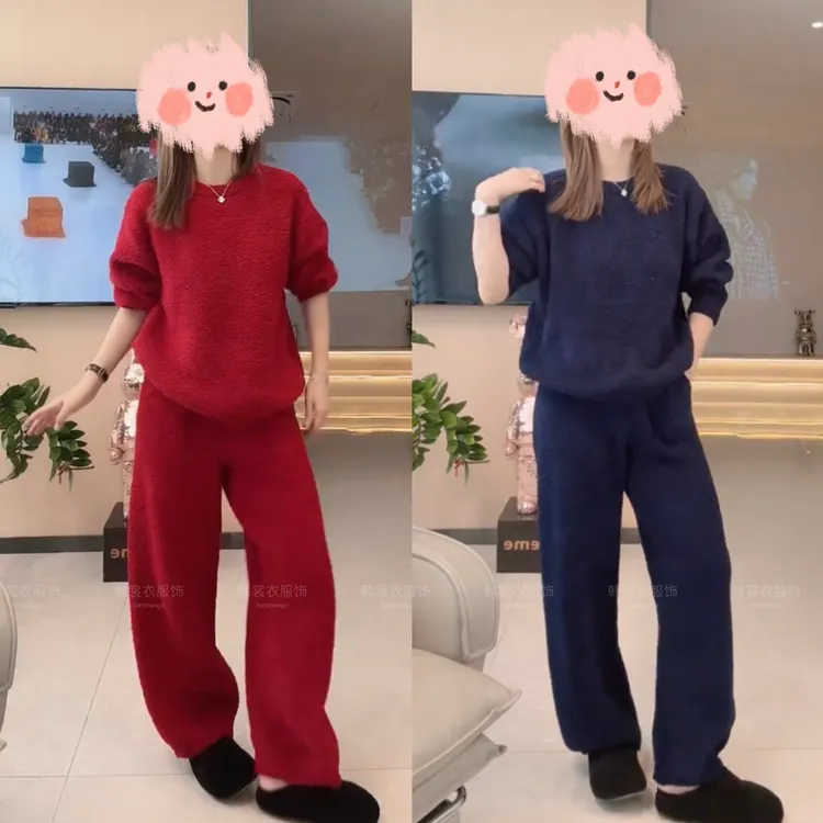 2025冬季保暖舒适家居服睡衣双面绒套装