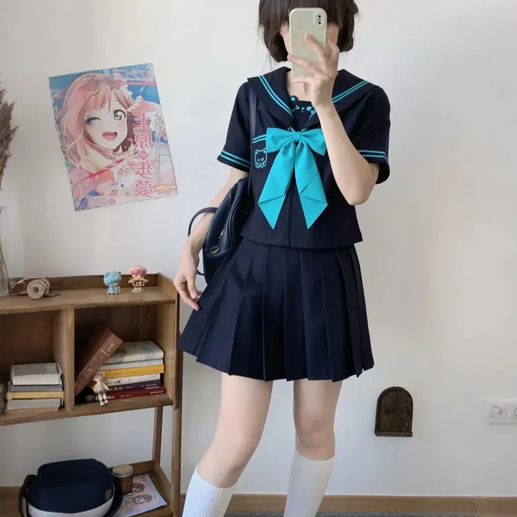 原创JK水手服【初音小熊】日系学院风夏季甜美可爱服女上衣制服套装