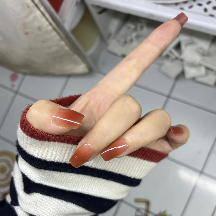 胭脂红秋日絮语百搭穿戴美甲显白高级学生上班族必备可拆卸成品