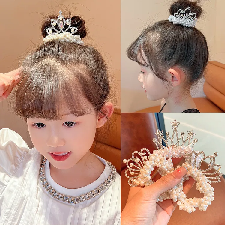 儿童皇冠头饰公主丸子头发圈宝宝发饰女童2025头绳皮筋女