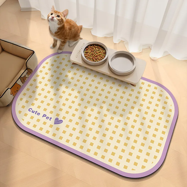 卡通硅藻泥餐垫猫狗宠物通用线条挂式吸水防油家用易打理耐脏防滑