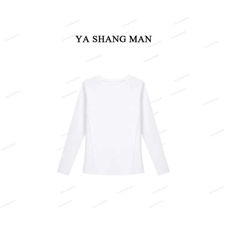 【设计师款】YASHANGMAN宽松长袖T恤百搭打底贴肤0摩擦打底衫 T2597