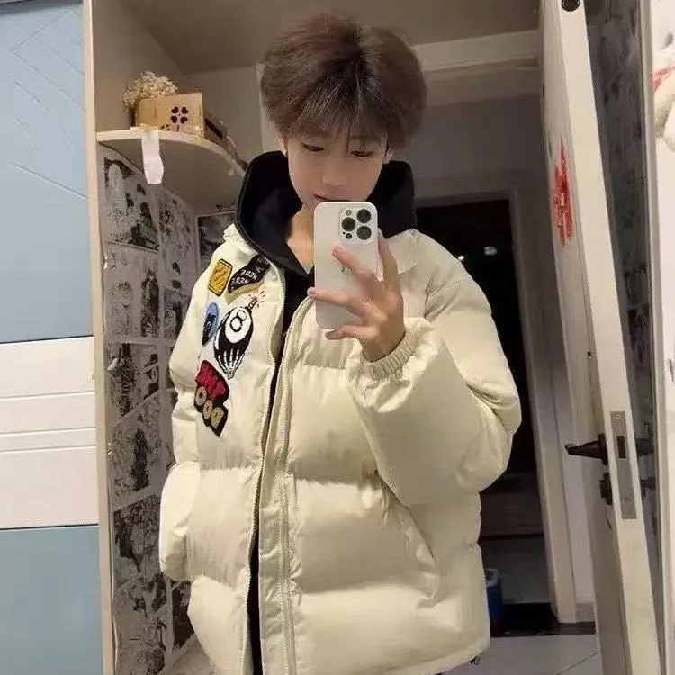 美式新款加绒加厚男生潮流外套高质量重工潮男必备潮流时尚外套