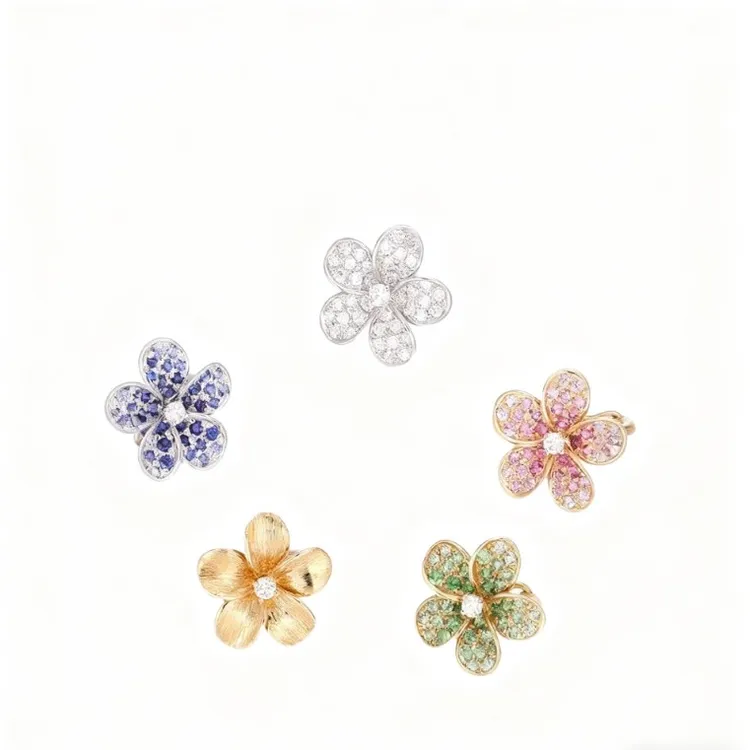 镀18K万用能彩宝小花吊坠扣头diy配饰多彩花瓣花朵隔珠专用扣头配
