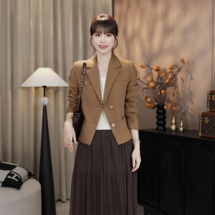 “简约两粒扣”立体剪裁设计感显瘦分割线时尚西装外套女春秋季