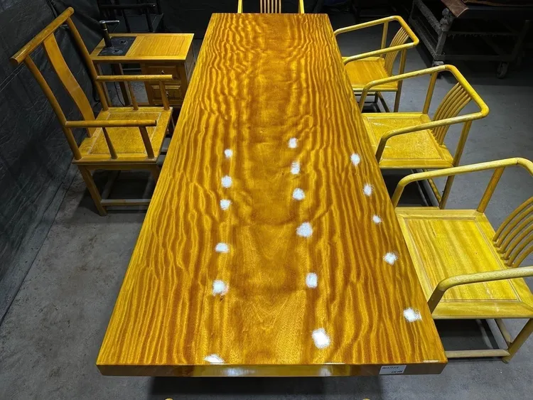 水波纹自然边实木大板桌金丝楠木金丝楠定制茶桌办公桌会议桌原木