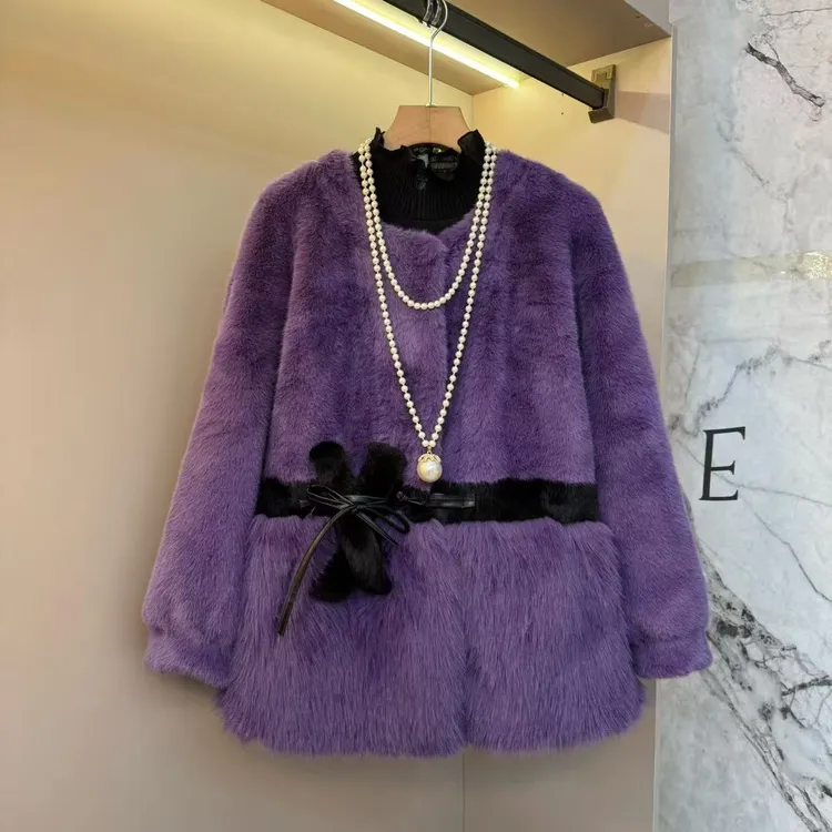 2025冬新气质端庄洋气款减龄宽松时尚拼接设计大码显瘦外套2401