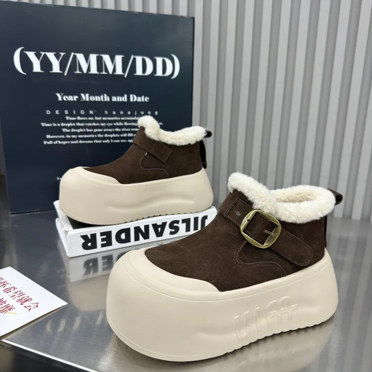 洋气高帮勃肯女鞋2025冬季新款加绒保暖雪地靴厚底增高大头棉鞋潮