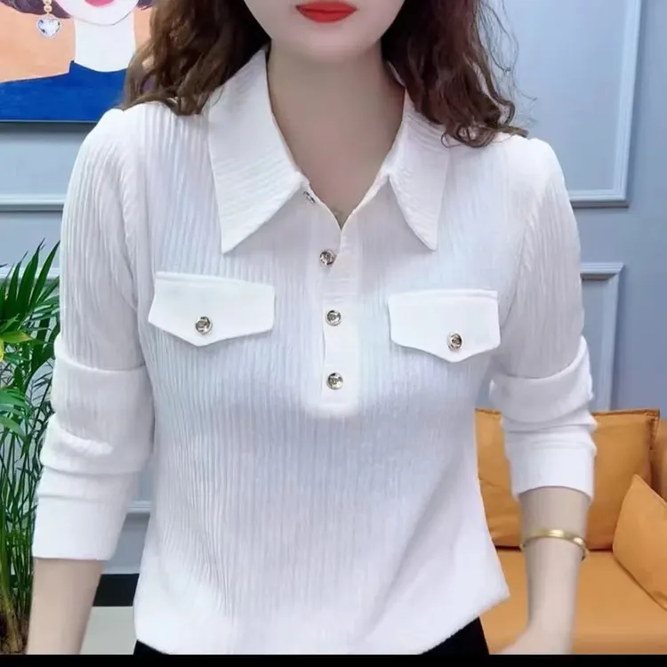 春款女衫新款小衫气质半开衬衫洋气款百搭高档上衣时尚女装1985