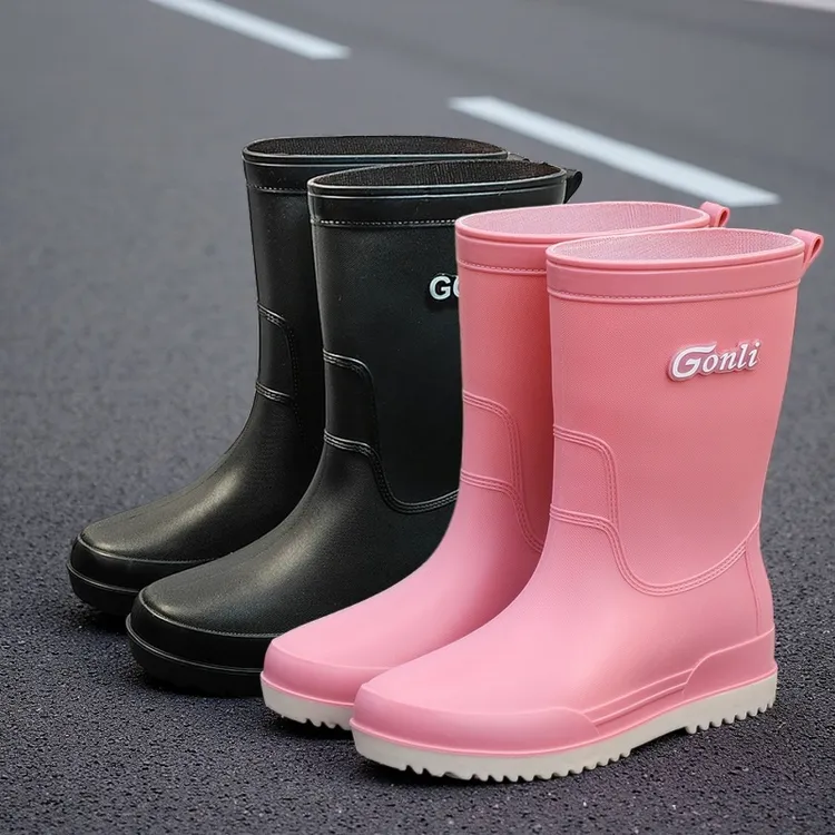 男女雨鞋中筒防水休闲新款干活防滑厨房水鞋外穿钓鱼水靴雨靴加绒