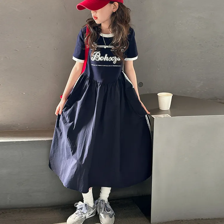 女童连衣裙夏季2025新款儿童裙子夏装洋气女大童时尚潮流公主裙潮