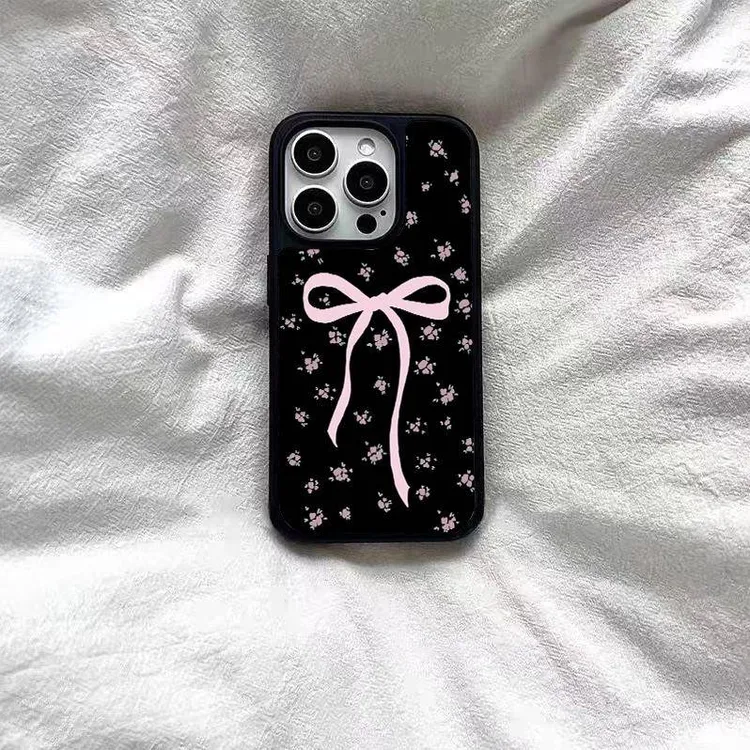 新款韩系蝴蝶结碎花手机壳适用苹果16pro小米15reno14nova13荣耀7