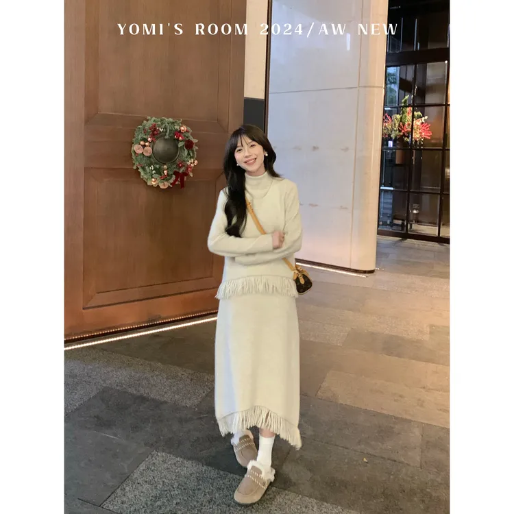 YOMI小个子定制【冬日精灵】设计感休闲百搭毛衣套装女冬季新款