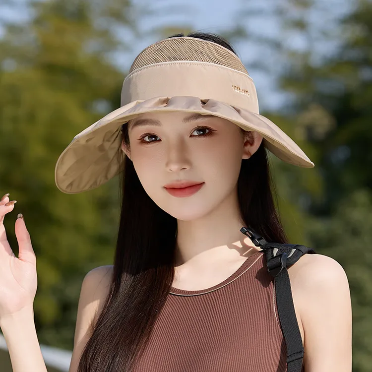 字母空顶帽子女春夏韩版大檐防紫外线显脸小遮阳帽户外登山渔夫帽