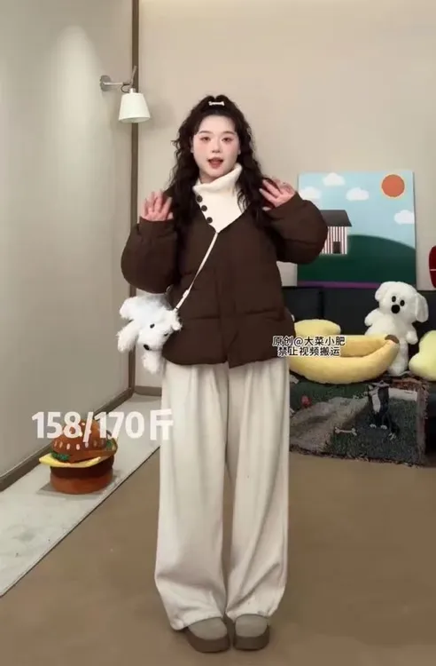 大码夹棉百搭拼接领口外套28735