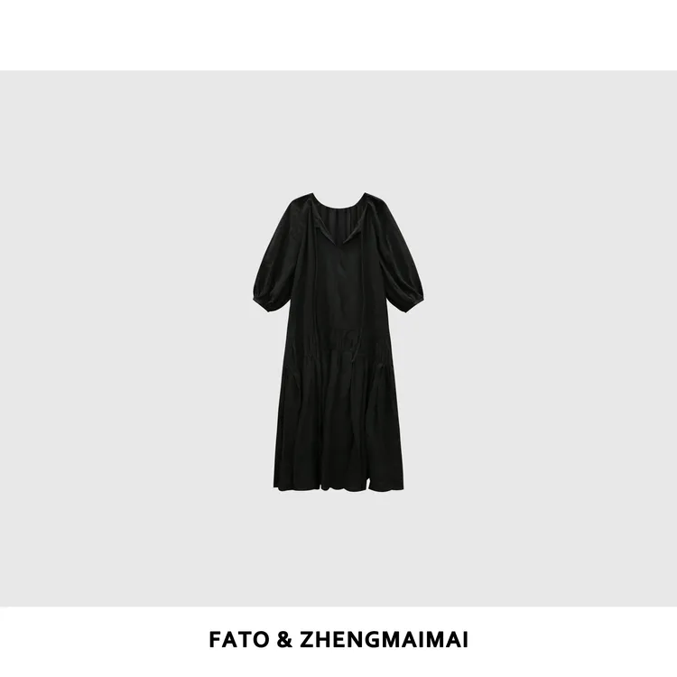 fattonny郑买买【杜乐丽黑天鹅】夏季简约百搭宽松连衣裙 YZ50508Q2