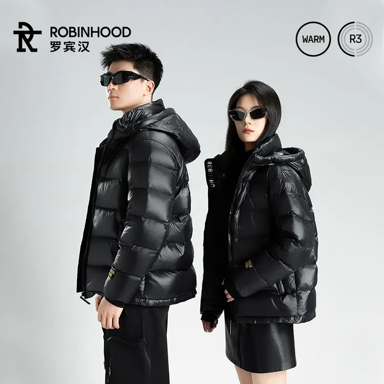 ROBINHOOD连帽加厚保暖休闲运动羽绒服冬季黑金防寒大气保暖外套