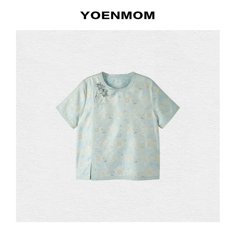 YOENMOM·祥云灯笼·张和才100桑蚕丝异色罗手工蝴蝶盘扣斜襟上衣