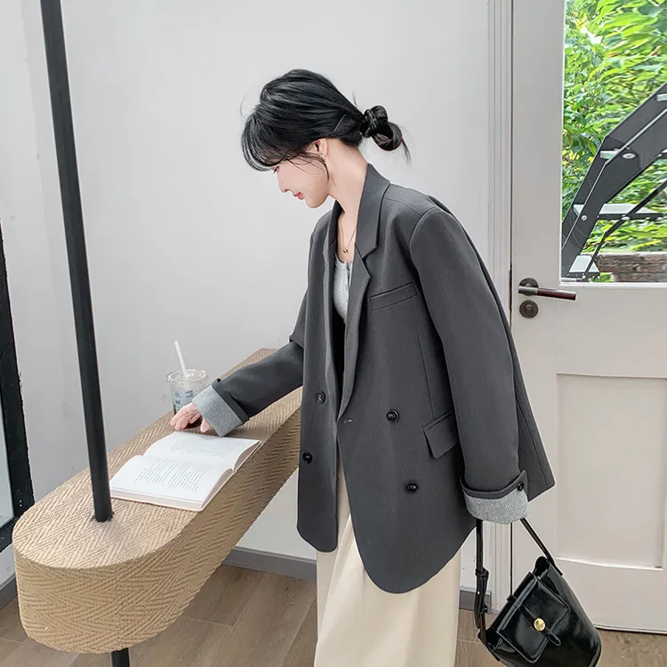 休闲春秋西装外套女轻奢高级感2025春季新款双排扣百搭小西服