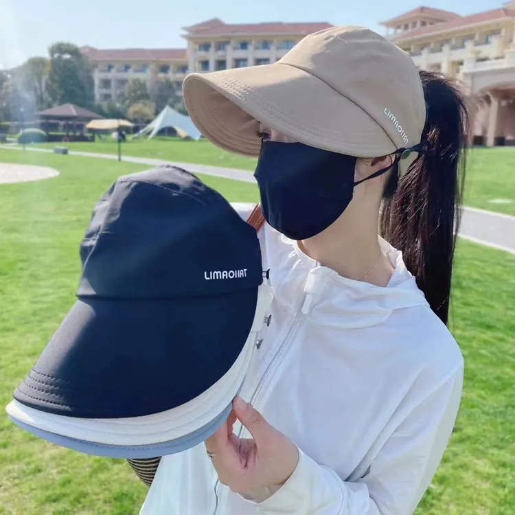 速干空顶帽新款女款户外防晒鸭舌护颈遮阳帽护脖夏季百搭可扎马尾
