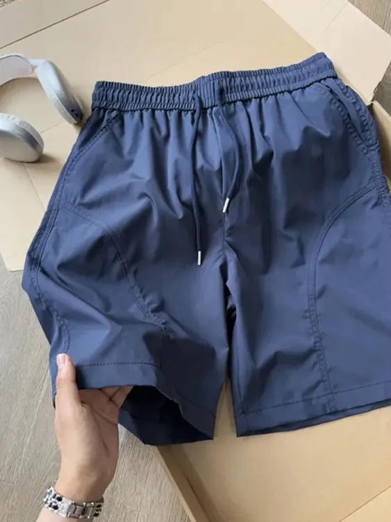 美式斜切工装短裤男夏季薄款拼接冰丝速干休闲裤篮球运动四分裤