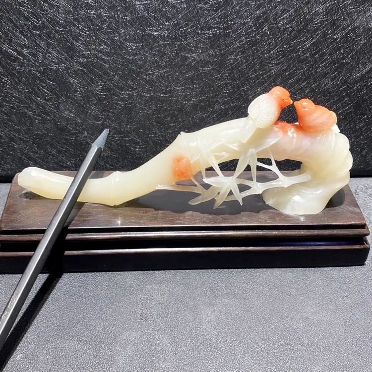 寿山芙蓉石节节高升笔架摆件