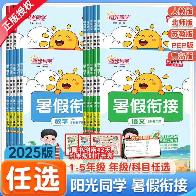 25新版阳光同学暑假衔接小学一二三四五六年级上册同步练习考试