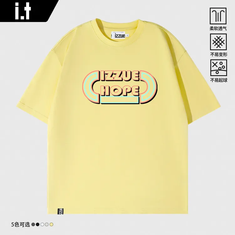 i.t izzue潮牌未来霓虹印花短袖t恤夏季新款时尚休闲半袖情侣体恤