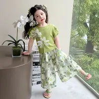 A-Y659女童夏套装甜美儿童装女宝宝短袖T恤阔腿裤