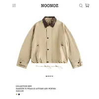 NOONOZ巴恩风PU皮翻领美式夹克男女秋冬复古潮牌情侣百搭工装外套