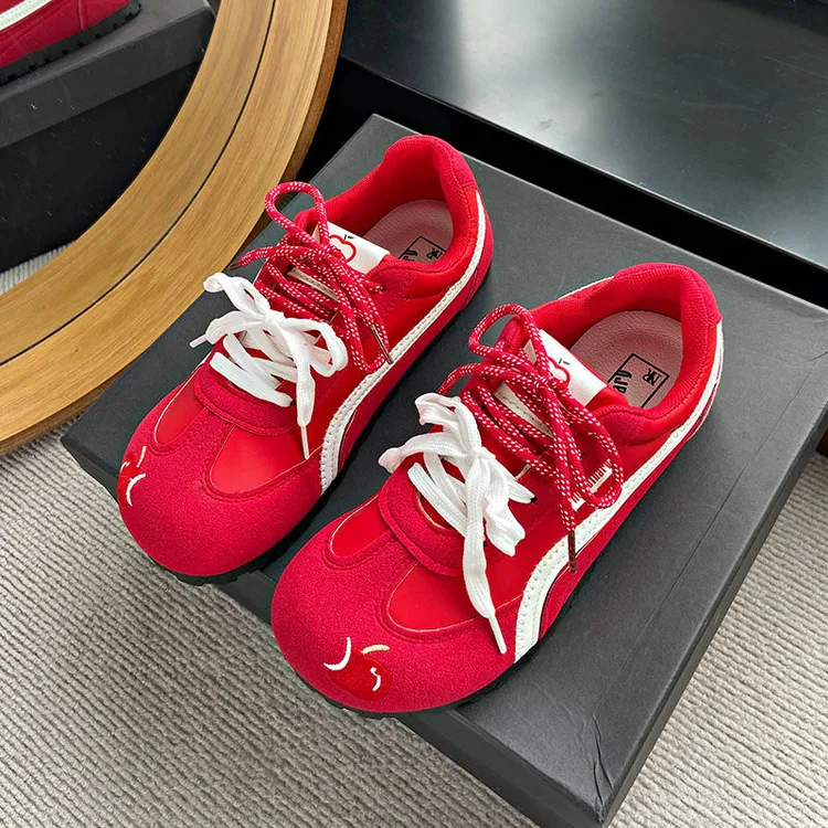 多巴胺芭比粉板鞋单鞋2025新款厚底薄款韩系vibe风鞋子颜控德训鞋