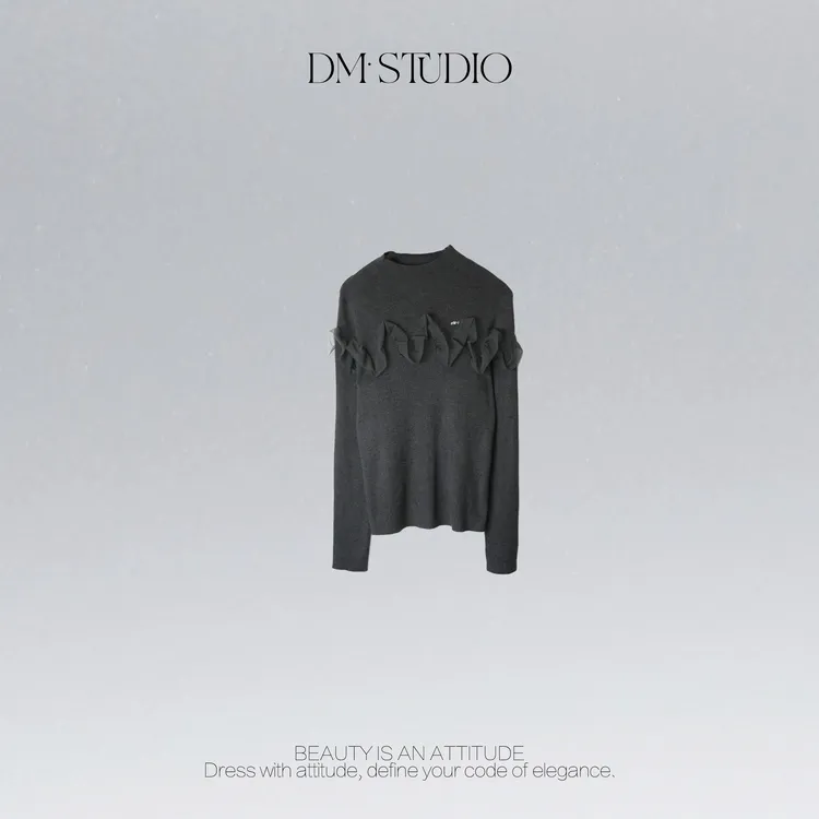 DEDM•STUDIO/气质减龄百搭修身花边中领针织衫打底2510ZZS/6008