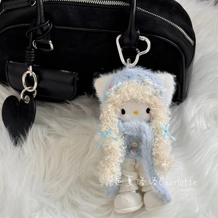 韩系奶蓝色长腿kitty包包挂件甜酷辣妹百搭包挂件